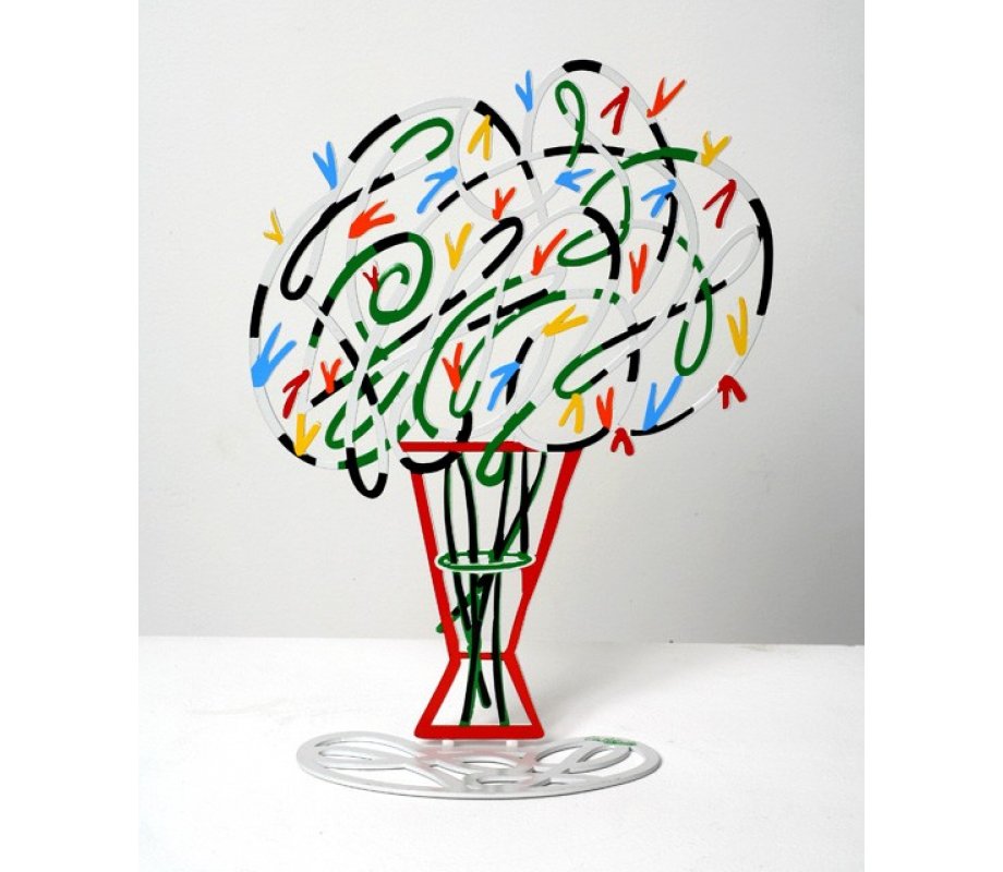 Free Standing Double Sided Flower Sculpture - White Bouquet by David Gerstein