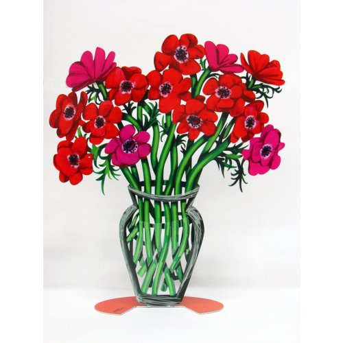 Free Standing Double Sided Flower Vase Sculpture - Poppies Large by David Gerstein