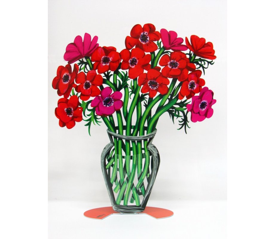 Free Standing Double Sided Flower Vase Sculpture - Poppies Large by David Gerstein