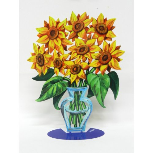 Free Standing Double Sided Flower Vase Sculpture - Sunflower by David Gerstein
