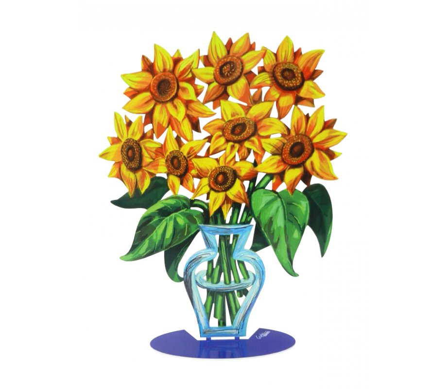 Free Standing Double Sided Flower Vase Sculpture - Sunflower by David Gerstein