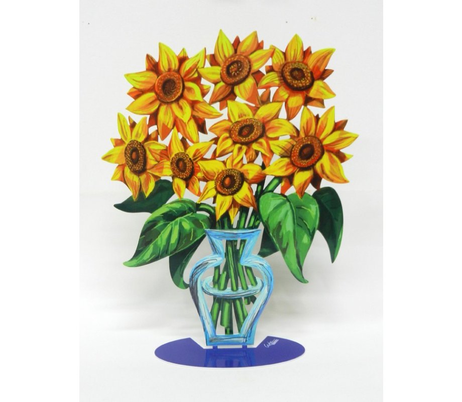 Free Standing Double Sided Flower Vase Sculpture - Sunflower by David Gerstein