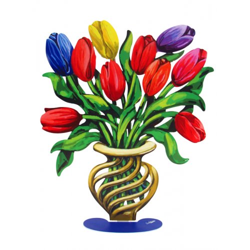 Free Standing Double Sided Flower Vase Sculpture - Tulips Large by David Gerstein