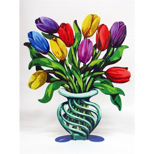 Free Standing Double Sided Flower Vase Sculpture - Tulips Large by David Gerstein