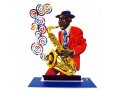 Free Standing Double Sided Music Sculpture - Saxophone Player by David Gerstein