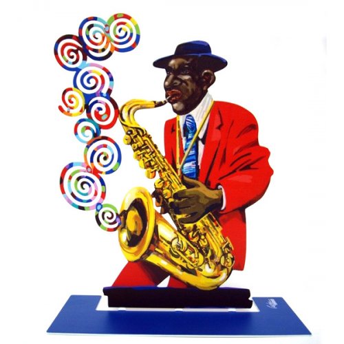 Free Standing Double Sided Music Sculpture - Saxophone Player by David Gerstein