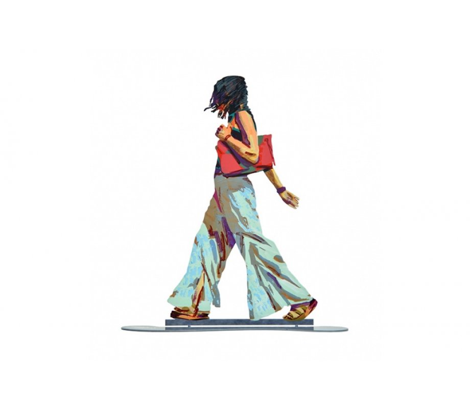 Free Standing Double Sided Urban Moment Sculpture of Elegant Walker - David Gerstein