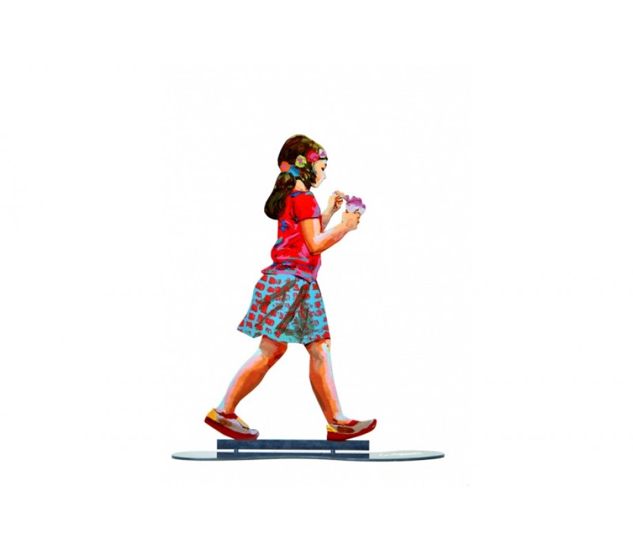 Free Standing Double Sided Urban Sculpture, Ice Cream Girl - David Gerstein