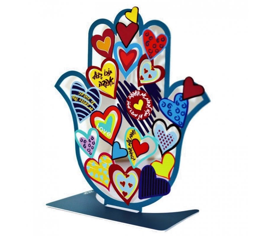 Free Standing Hamsa Sculpture, Hearts and Verses of Love - Dorit Judaica