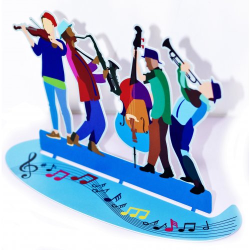 Free Standing Sculpture of Klezmer Players with Musical Notes - Dorit Judaica