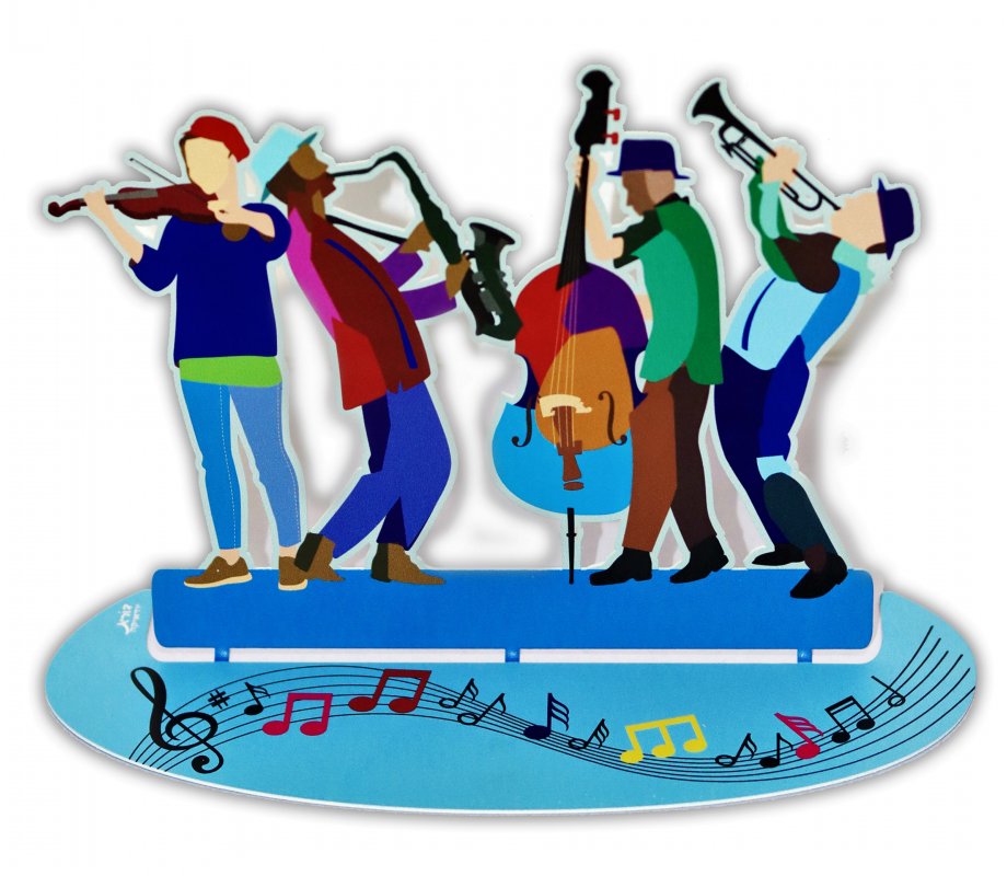 Free Standing Sculpture of Klezmer Players with Musical Notes - Dorit Judaica