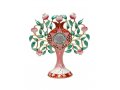 Free-Standing gleaming Enamel Pomegranate Tree, Green and Pink - Home Blessing