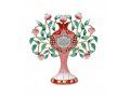 Free-Standing gleaming Enamel Pomegranate Tree, Green and Pink - Home Blessing