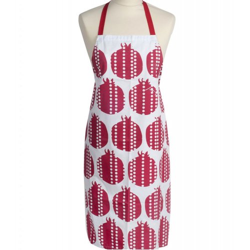 Full Length Kitchen Apron, Red Pomegranates - Barbara Shaw