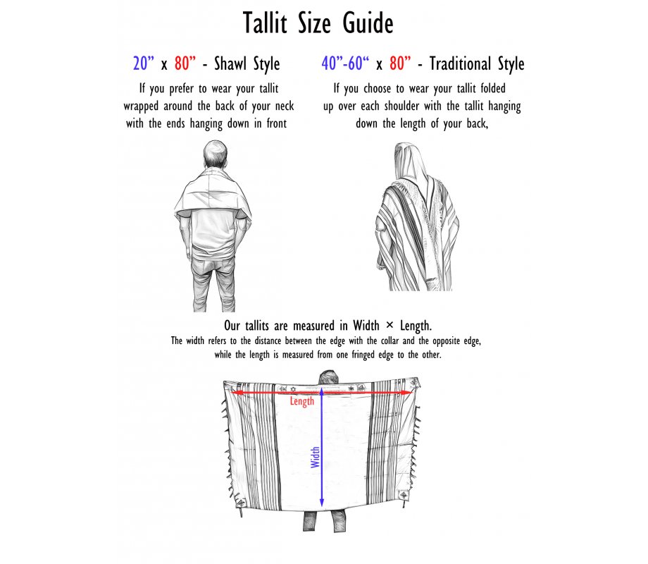 Gabrieli Handwoven Samuel Black Wool Tallit Set - White Stripes