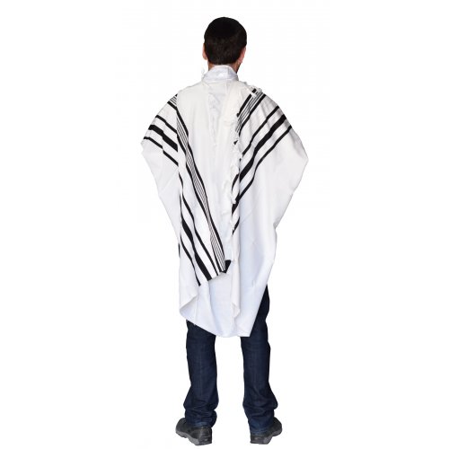 Gilboa Light Weight Wool Prayer Shawl Tallit by Talitnia - Black Stripes