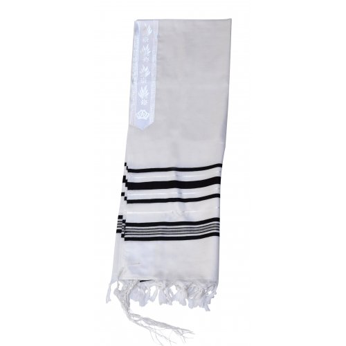 Gilboa Light Weight Wool Prayer Shawl Tallit by Talitnia - Black Stripes