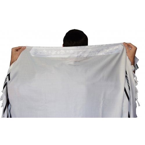 Gilboa Light Weight Wool Prayer Shawl Tallit by Talitnia - Black Stripes