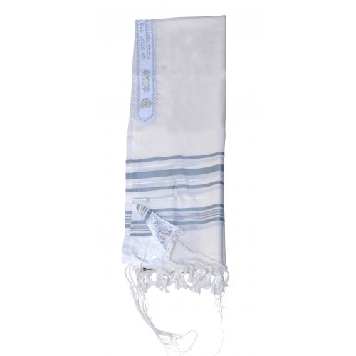 Gilboa Light Weight Wool Prayer Shawl Tallit by Talitnia - Light Blue Strips