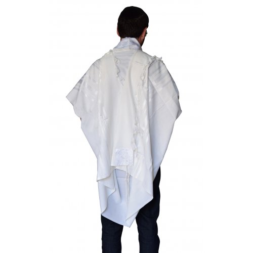 Gilboa Light Weight Wool Prayer Shawl Tallit by Talitnia - White Stripes