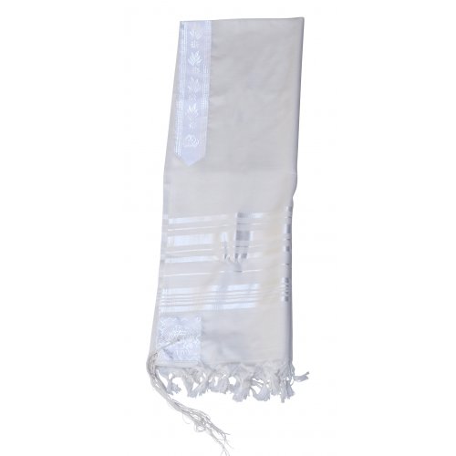 Gilboa Light Weight Wool Prayer Shawl Tallit by Talitnia - White Stripes