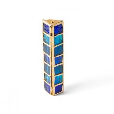 Glass Blue Tiles Design Israel Museum Metal Mezuzah Case