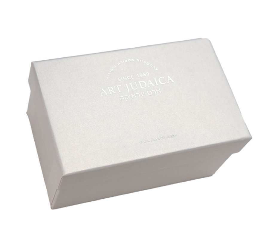 Glass Candlesticks - Gold Color Metal Jerusalem Overlay Design