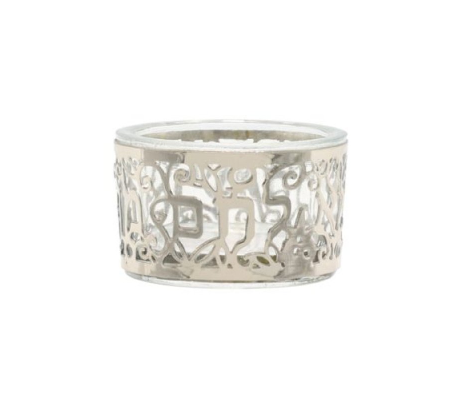 Glass Salt Dish with Metal Cutout Pomegranate Design, Silver – Yair Emanuel