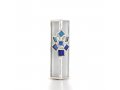 Glass and Metal Israel Museum Mezuzah Case - Blue Cluster