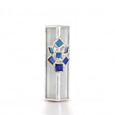 Glass and Metal Israel Museum Mezuzah Case - Blue Cluster