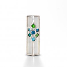 Glass and Metal Israel Museum Mezuzah Case - Turquoise Cluster