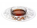 Glass and Stainless Steel Honey Dish with Spoon, Pomegranates - Dorit Judaica