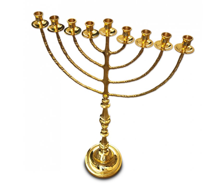 Gleaming Gold Hanukkah Menorah Traditional Design, Extra Large - 36 Inches