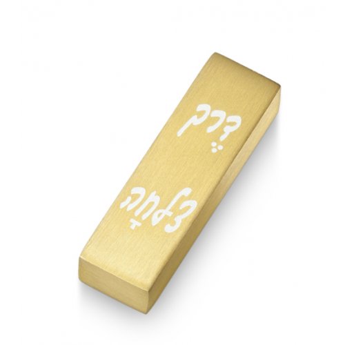 Gold Brushed Aluminum Car Mezuzah, Safe Journey in Hebrew - Adi Sidler