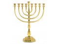 Gold Color Hanukkah Menorah Filigree Design Jerusalem, Large - 16 Inches