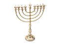 Gold Color Hanukkah Menorah with Decorative Aladdin Lamp, Extra Large - 22 Inches
