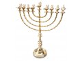 Gold Color Hanukkah Menorah with Decorative Aladdin Lamp, Extra Large - 22 Inches