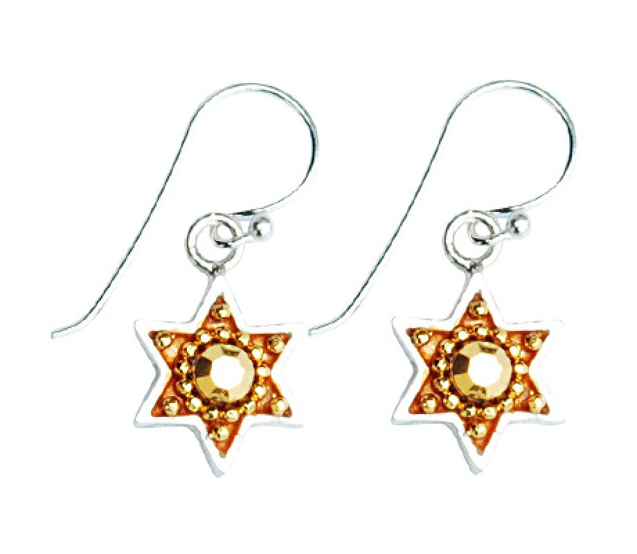Gold Color Star of David Earrings - Ester Shahaf