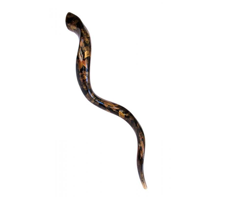 Gold Grapevine Hand Painted Yemenite Shofar