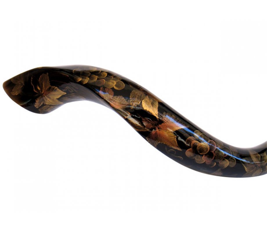 Gold Grapevine Hand Painted Yemenite Shofar