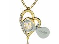 Gold I Love You Colorful Swarovski Heart Necklace by Nano Gold