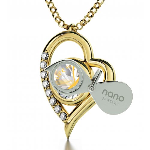 Gold Musical Note Swarovski Heart Necklace by Nano
