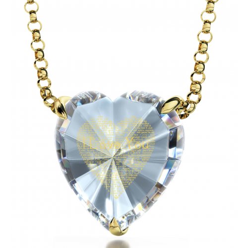 Gold Plate I Love You Heart Swarovski Necklace by Nano