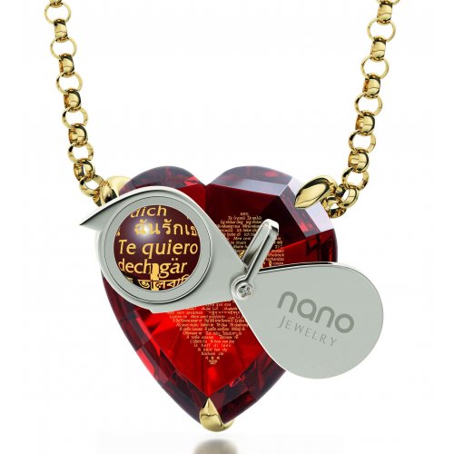 Gold Plate I Love You Heart Swarovski Necklace by Nano