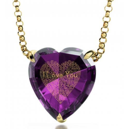 Gold Plate I Love You Heart Swarovski Necklace by Nano