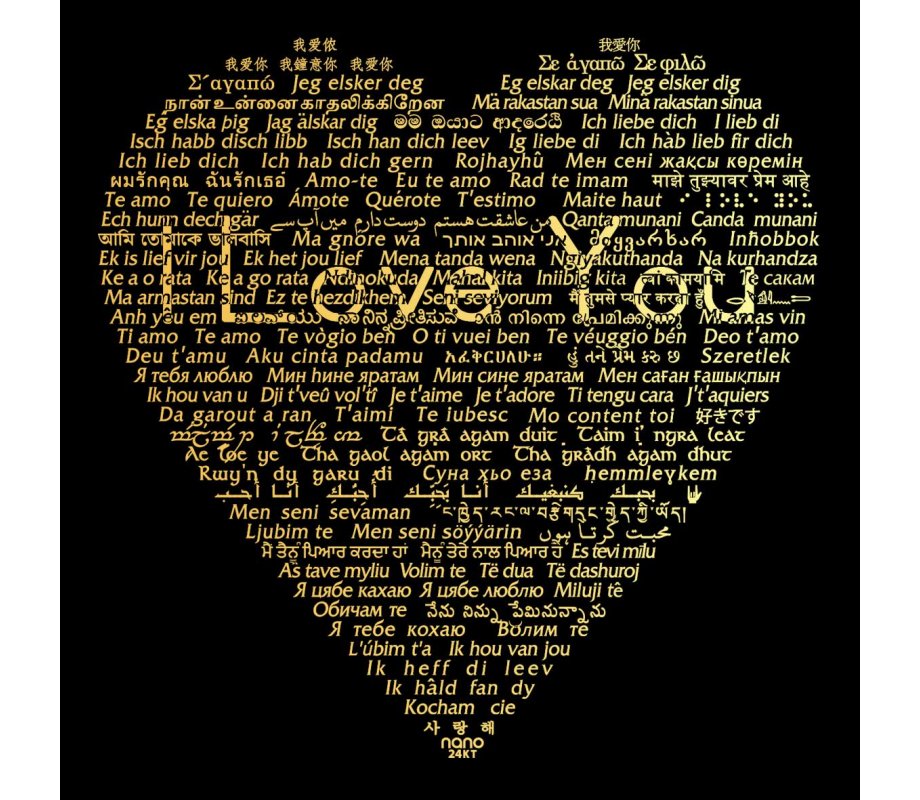 Gold Plate I Love You Heart Swarovski Necklace by Nano