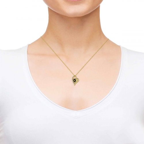 Gold Plate Star of David Shema Heart Necklace by Nano