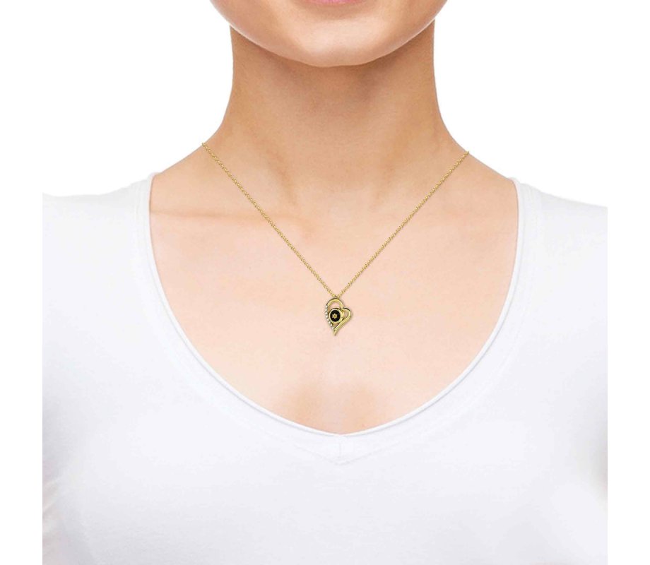 Gold Plate Star of David Shema Heart Necklace by Nano