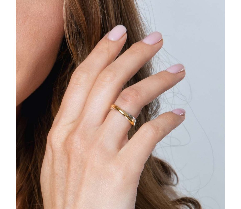 Gold Plate and Sterling Silver Ring - Inner Words in Hebrew, This Too Shall Pass