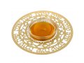Gold Plated Honey Dish, Glass Bowl with Pomegranate Motif - Dorit Judaica